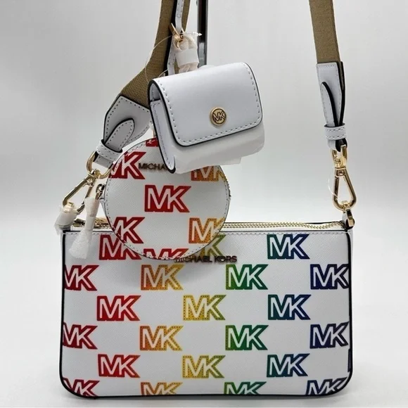 Michael Kors Jet Set Price Medium Crossbody W Tech AccessoriesRainbow MK Logo